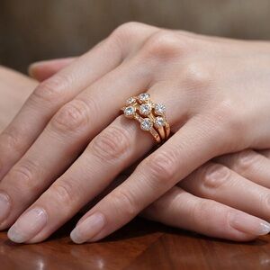 ✨This & That Gold Tone Stacking Rings | Bezel Crystal Trio | Pavé Band Stack✨